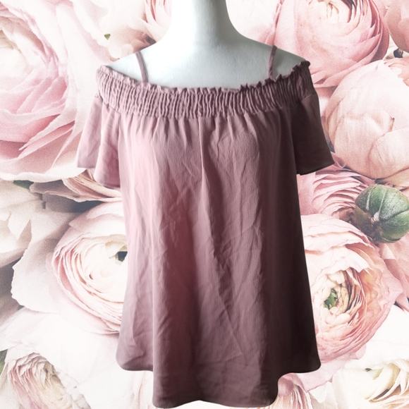 🦋Moa Moa Dusty Rose Off The Shoulder Adjustable Strap Flowy Top - Picture 1 of 5
